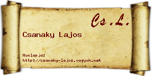Csanaky Lajos névjegykártya